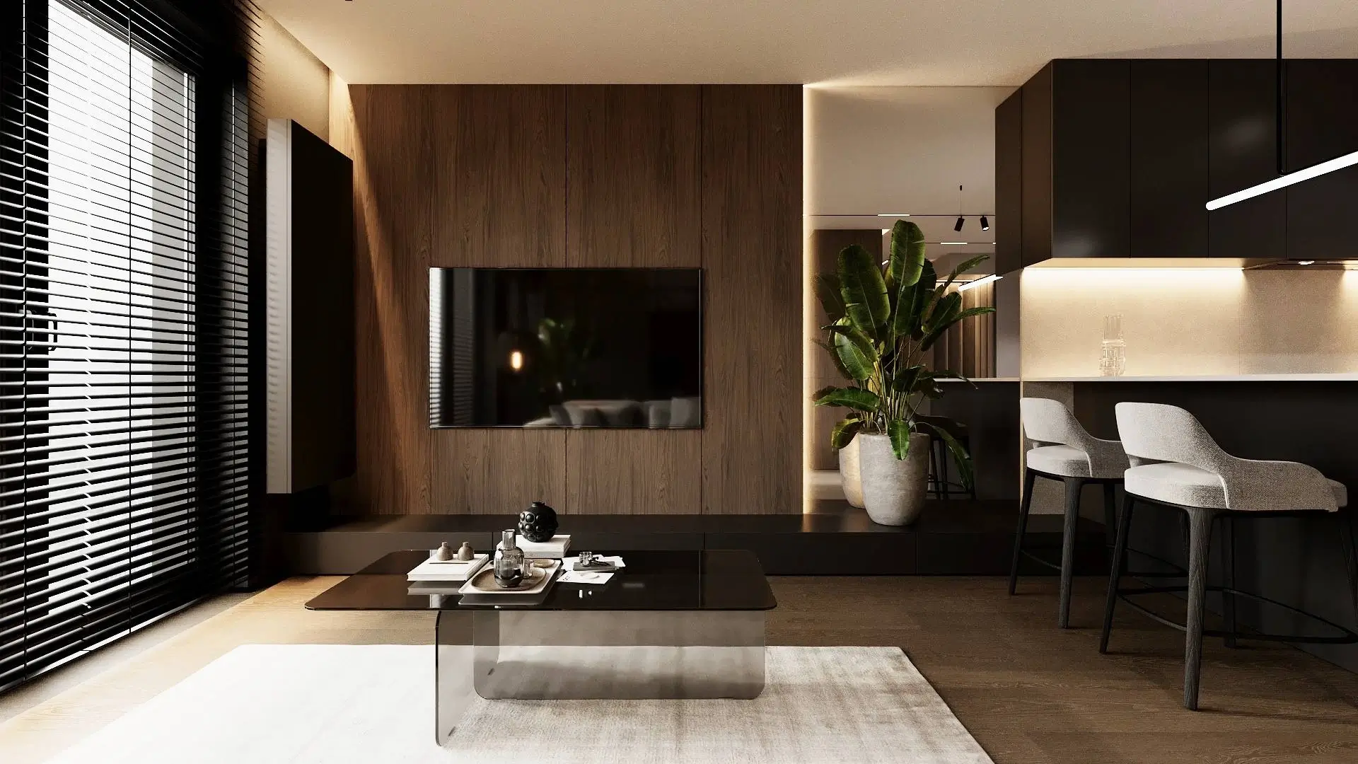 Wizualizacja wnętrza: salon – ujęcie 02